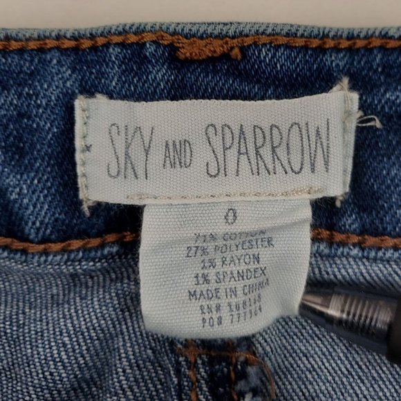 Sky & Sparrow Skirt Junior Womens 0 Dark Wash Blue Jean Denim Short Mini Raw Hem - Picture 6 of 7